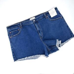 NWT Abercrombie & Fitch Womens Relaxed High Rise Cutoff Shorts Blue Size 36 PLUS